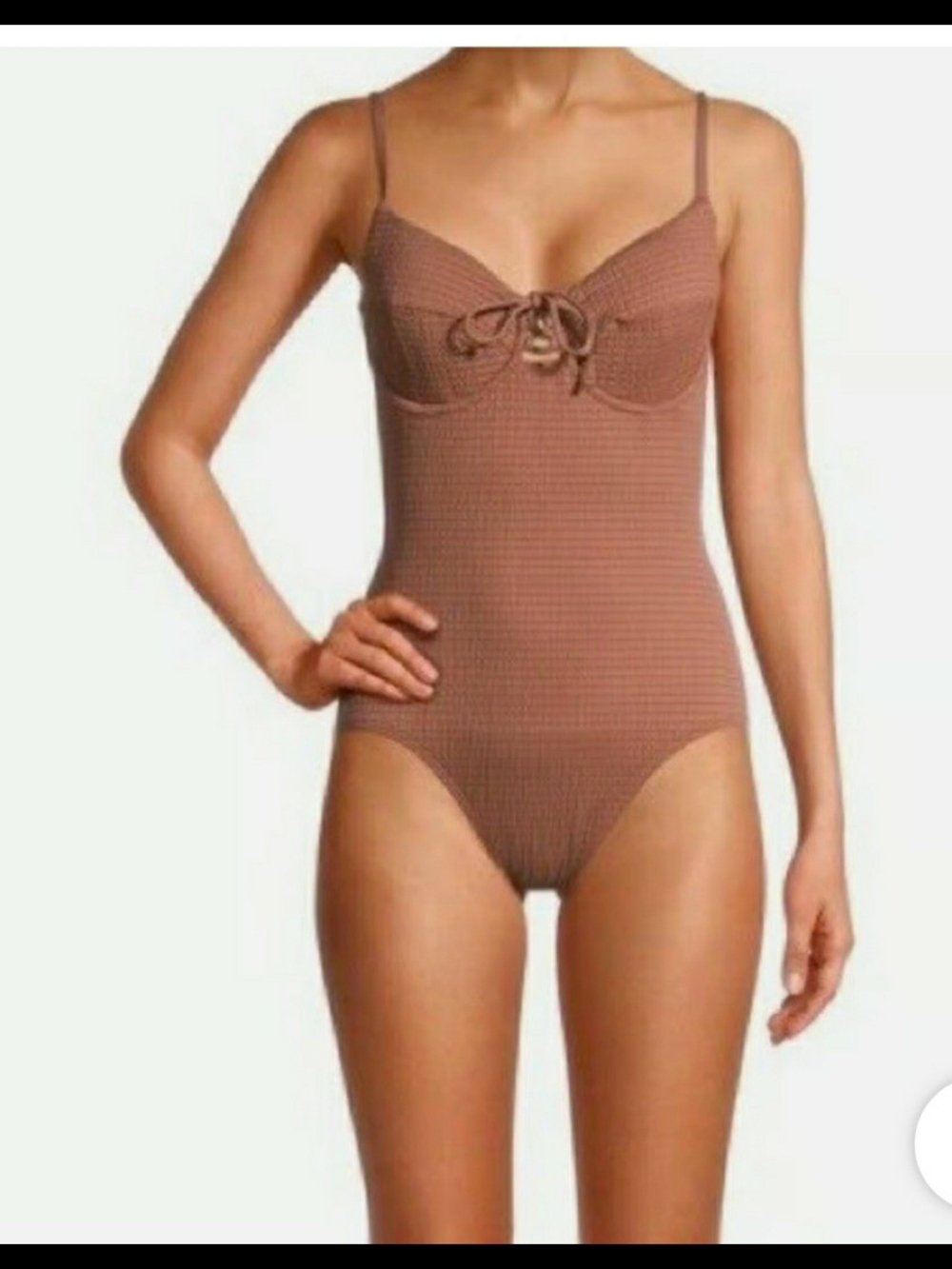 Time and Tru Ribbed One-Piece Swimsuit with Front Tie